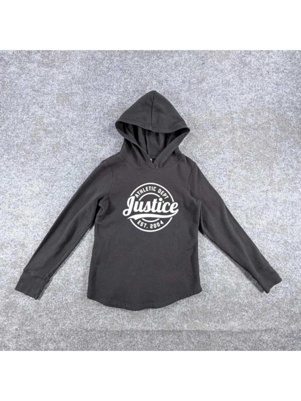 Justice Pullover Hoodie Girls 7 Black Long Sleeve Athletic‎ Dept Logo Athleisure